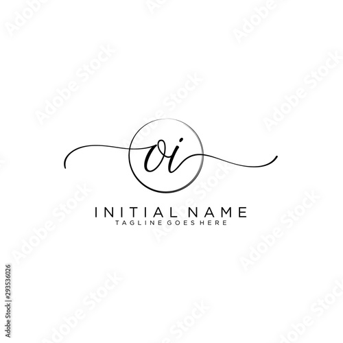 OI Initial handwriting logo with circle template vector.