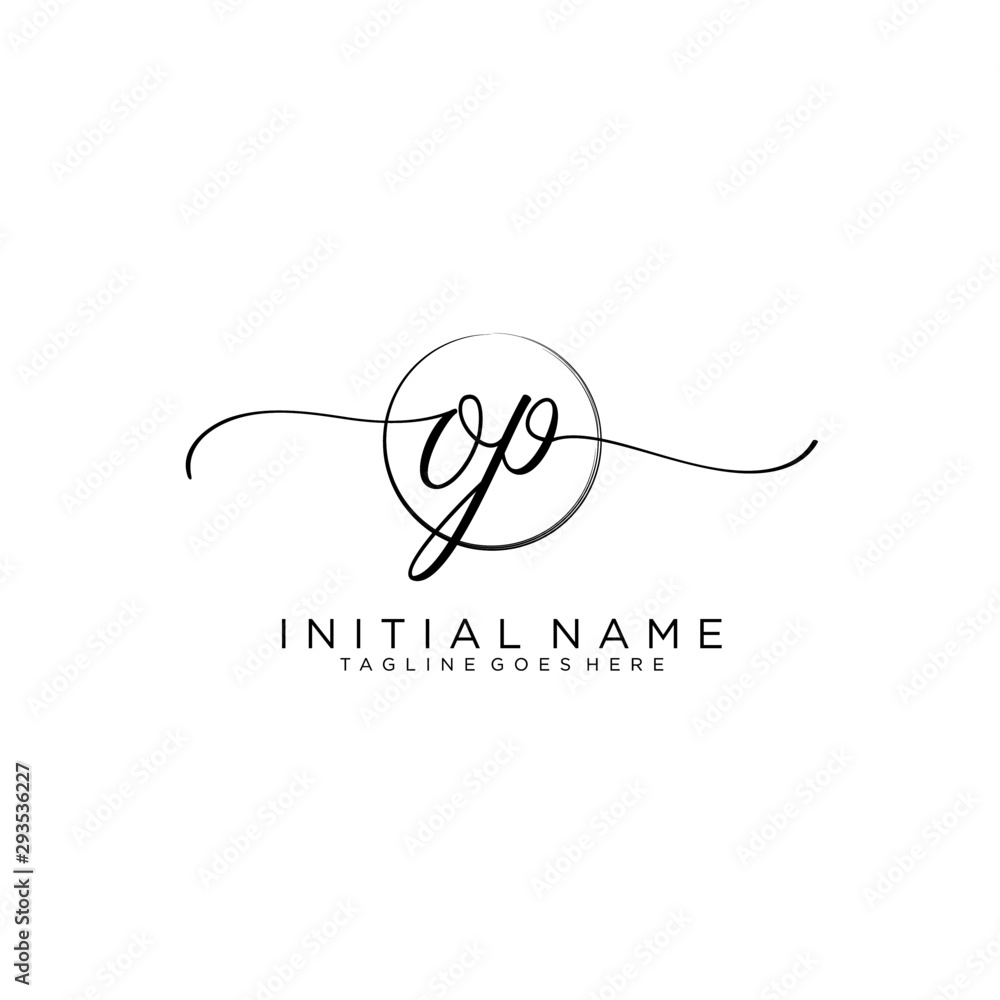 OP Initial handwriting logo with circle template vector. OP Initial handwriting logo with circle template vector.