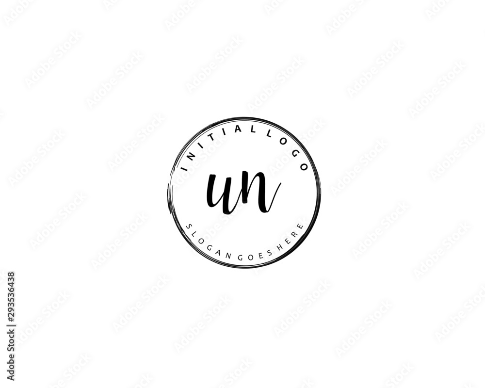 UN Initial handwriting logo vector UN Initial handwriting logo vector