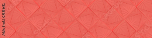 Wide Geometric Backgrond / Website Head in Living Coral Color. (3D Illustration) photo