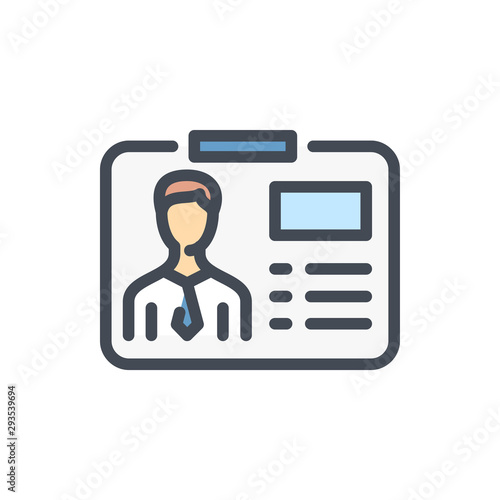 Profile ID card color line icon. Male account identification card vector outline colorful sign.