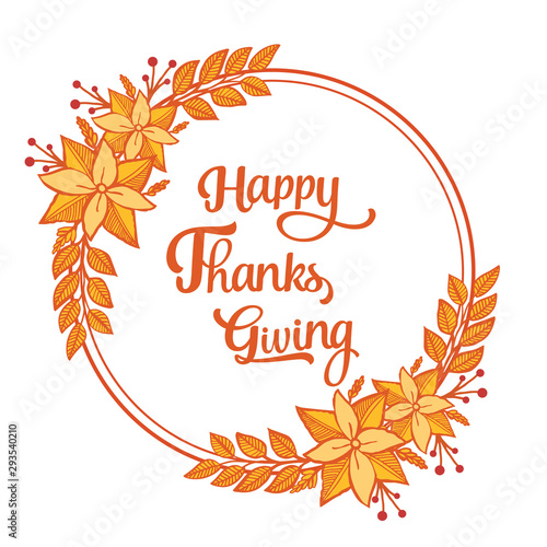 Template thanksgiving  with motif of autumn leaf flower frame. Vector