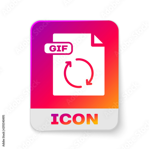 White GIF file document. Download gif button icon isolated on white background. GIF file symbol. Rectangle color button. Vector Illustration