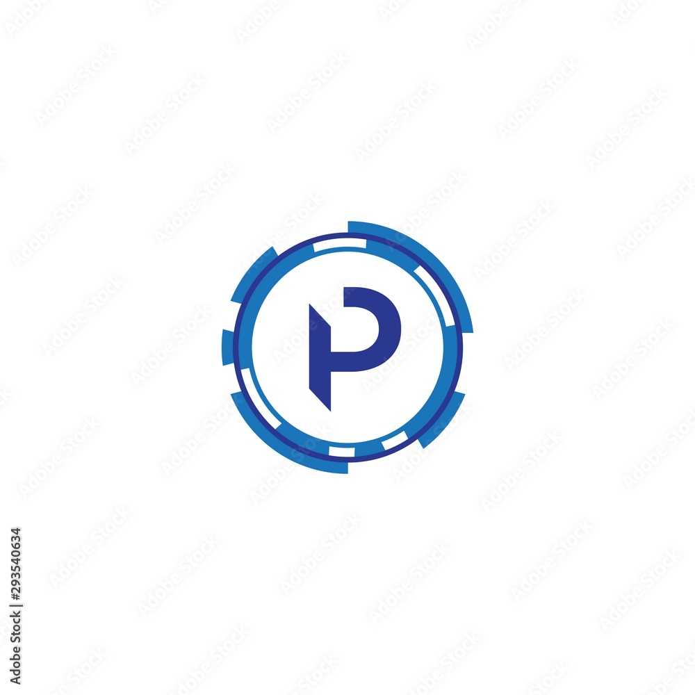 Technology orbit web rings with letter P concept design Technology orbit web rings with letter P concept design