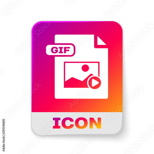 White GIF file document. Download gif button icon isolated on white background. GIF file symbol. Rectangle color button. Vector Illustration