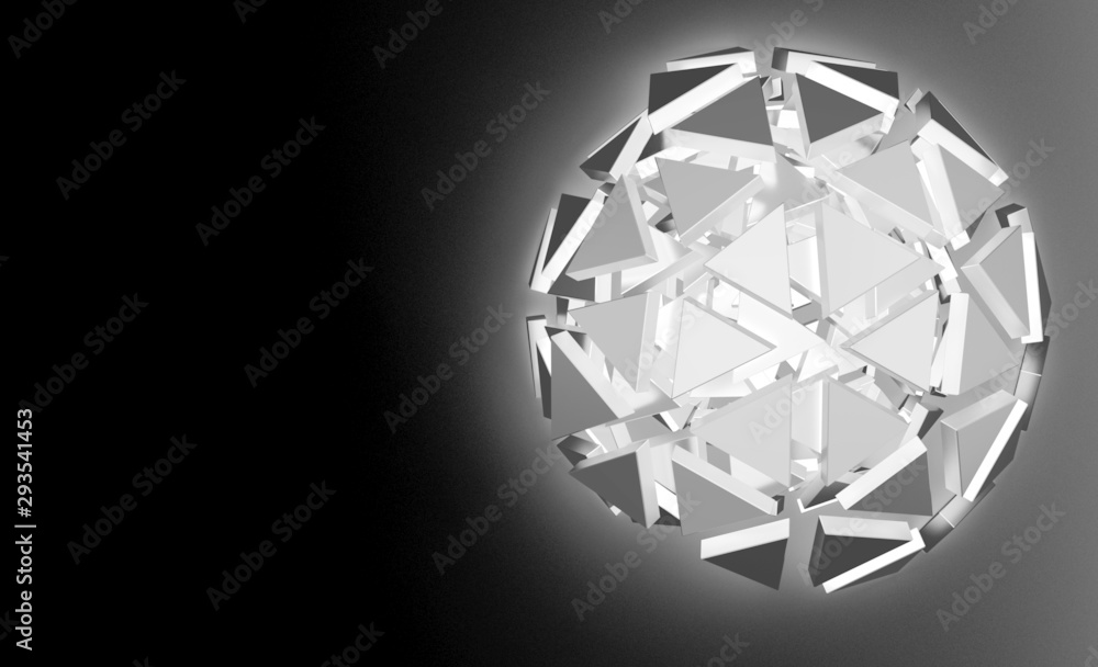 Fototapeta Abstract polygonal space low poly dark background with connecting dots and lines light. Connection structure. Science background. Futuristic polygonal background. Triangular background. 3d rendering