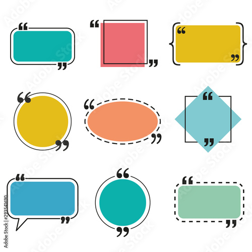 Quote box and speech bubble templates set.