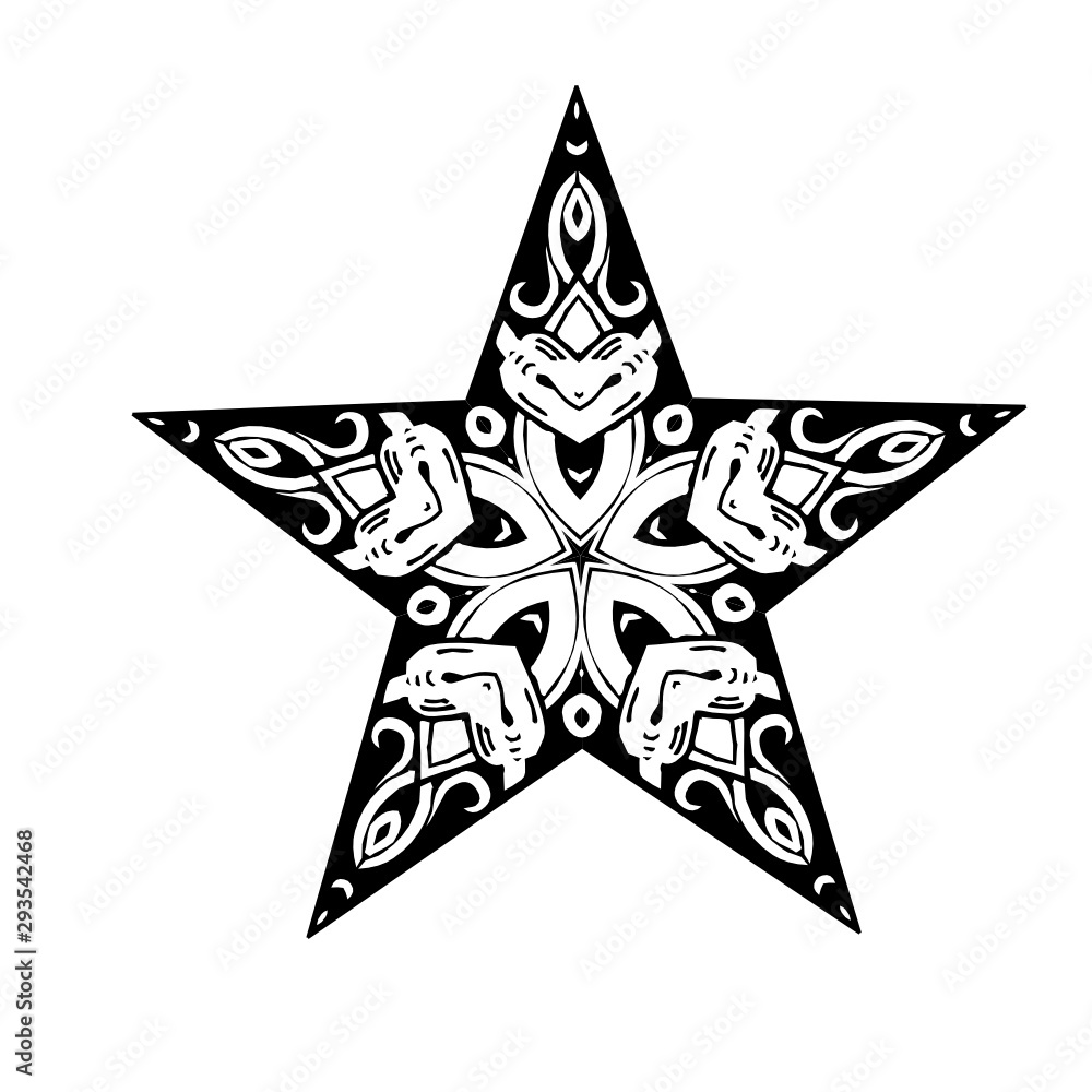 mandala five pointed star, christmas sign - floral ornate vector mandala five pointed star, christmas sign - floral ornate vector