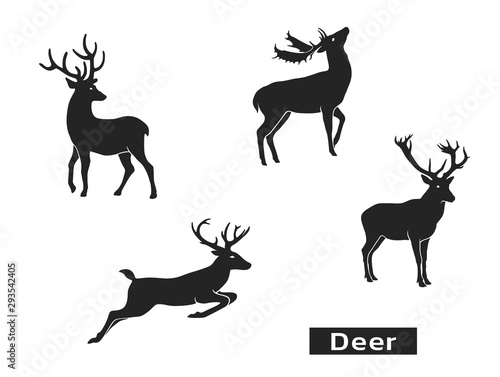 deer silhouette set. Christmas design elements. Christmas symbols. isolated vector image of animal