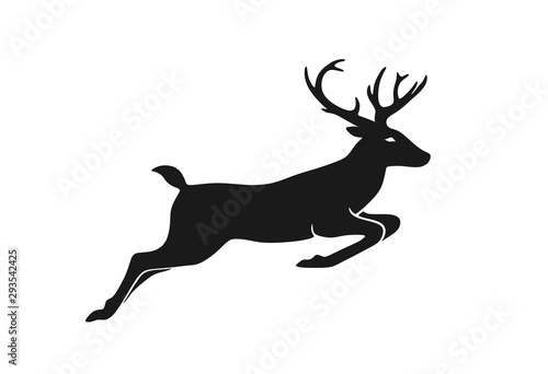 deer jumping. element of Christmas design. Christmas symbol. isolated vector silhouette image