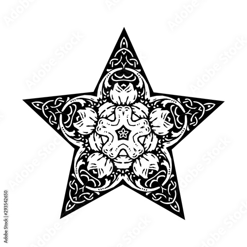 mandala five pointed star, christmas sign - floral ornate vector © Brem Stocker