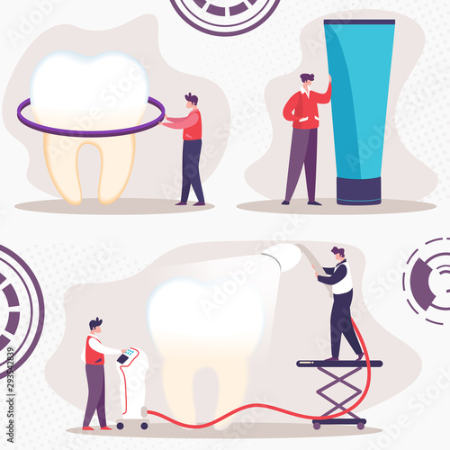 Teeth Cleaning and Whitening Flat Vector Concept