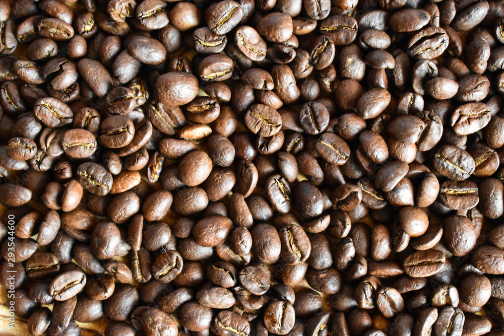 Closeup of roasted coffee beans Closeup of roasted coffee beans