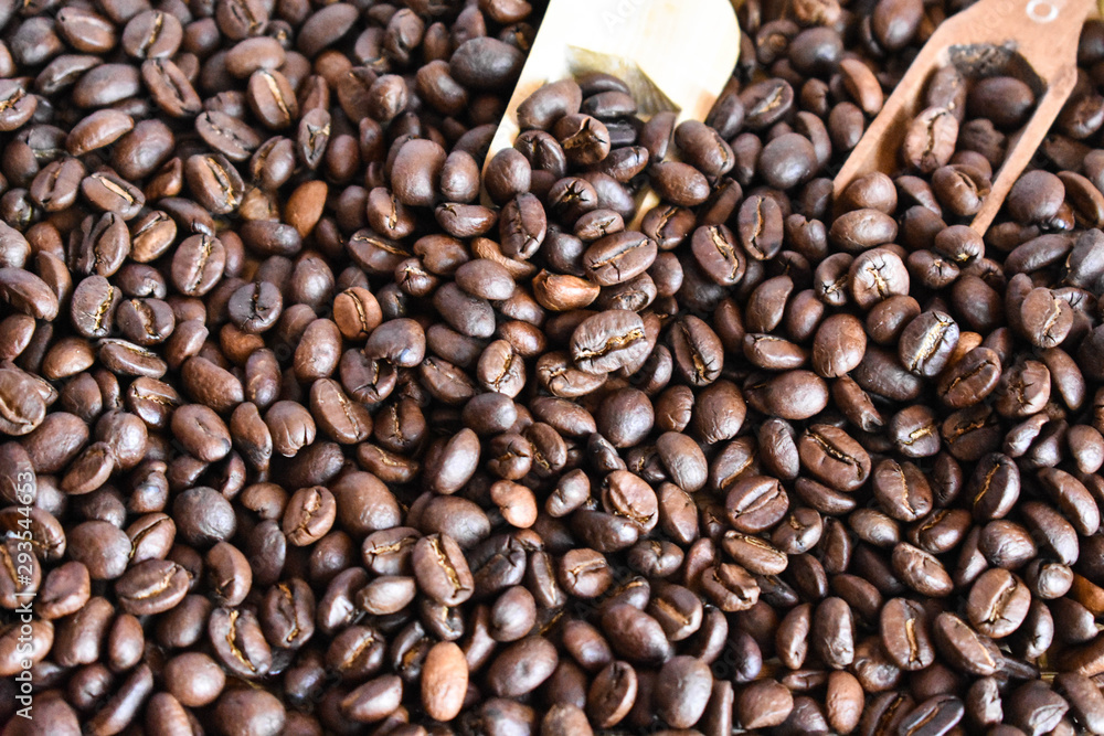 Closeup of roasted coffee beans Closeup of roasted coffee beans