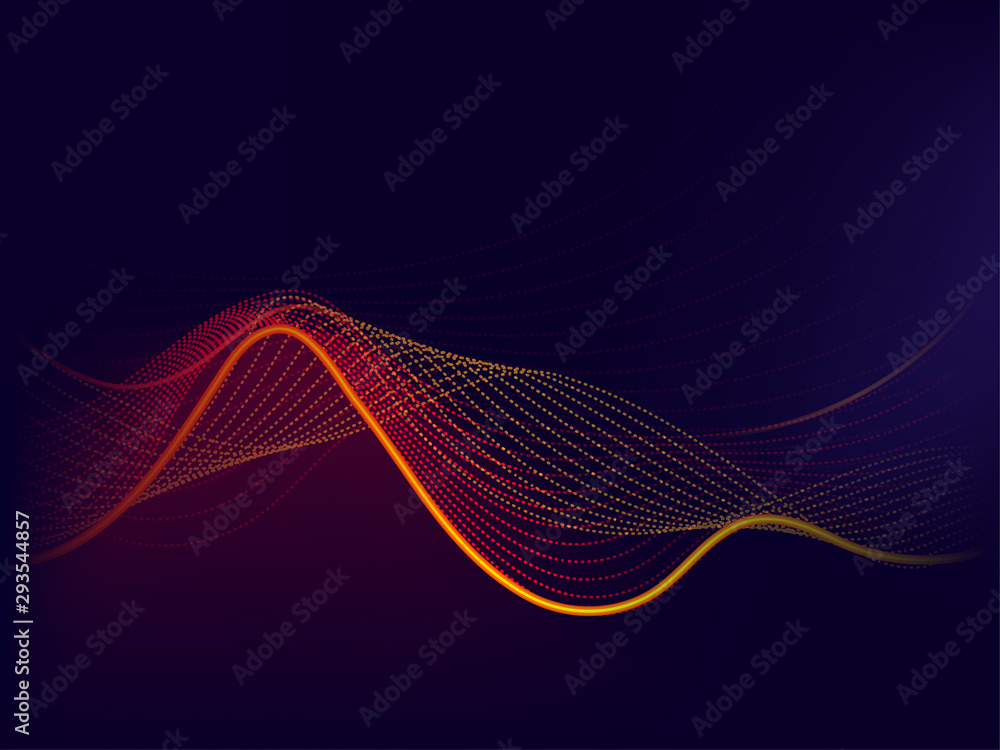 Abstract orange and yellow wave on purple background.