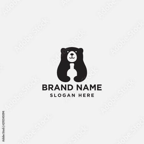bear and bulb logo template - vector