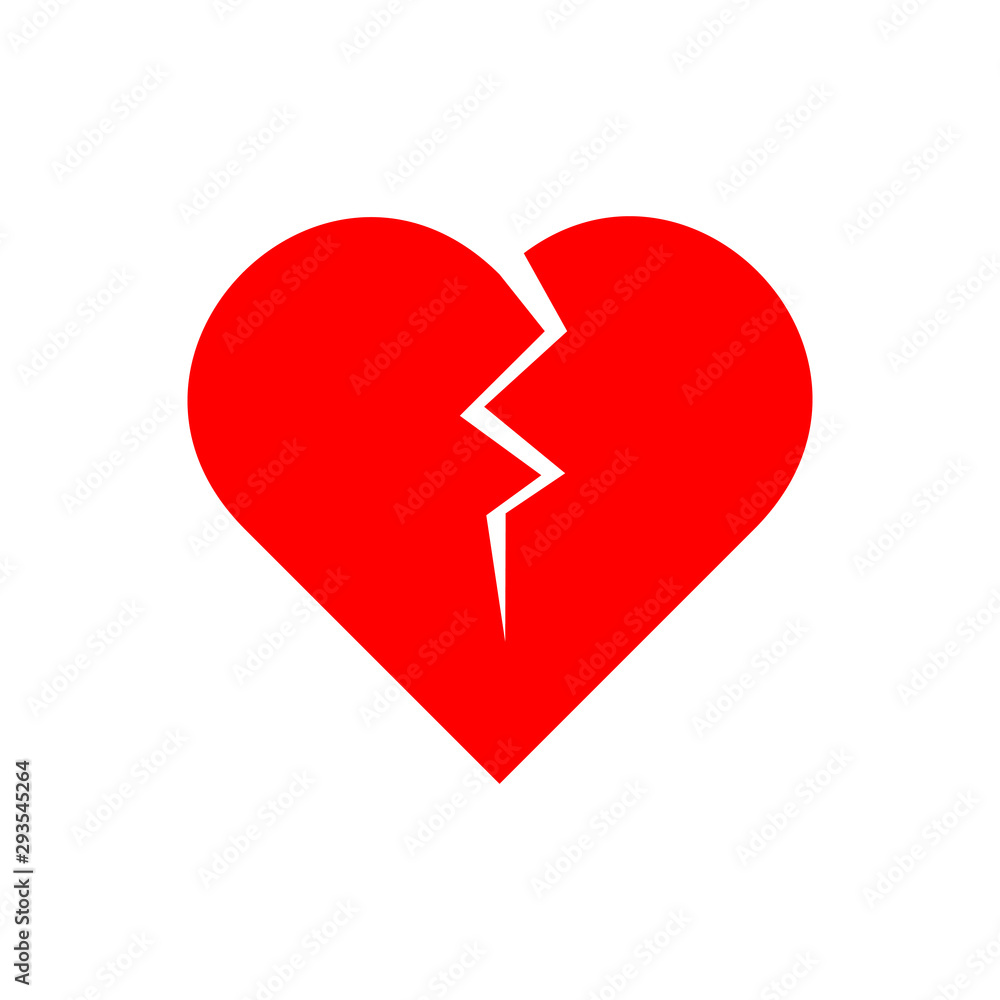 Icon of a red broken heart. Vector illustration. Icon of a red broken heart. Vector illustration.