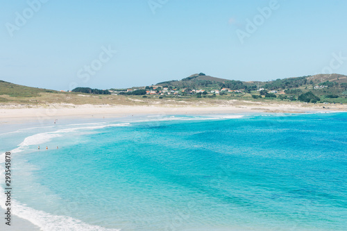 Fototapeta Naklejka Na Ścianę i Meble -  View of Santa Comba beach on the Spanish Atlantic coast