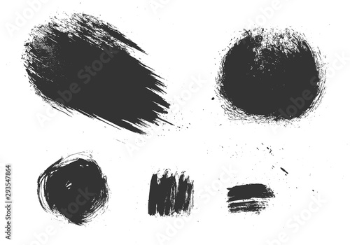 Vector grunge elements. Set of grungy hand drawn brush strokes and daubs isolated on white. Universal creative contemporary design elements. EPS10 vector illustration