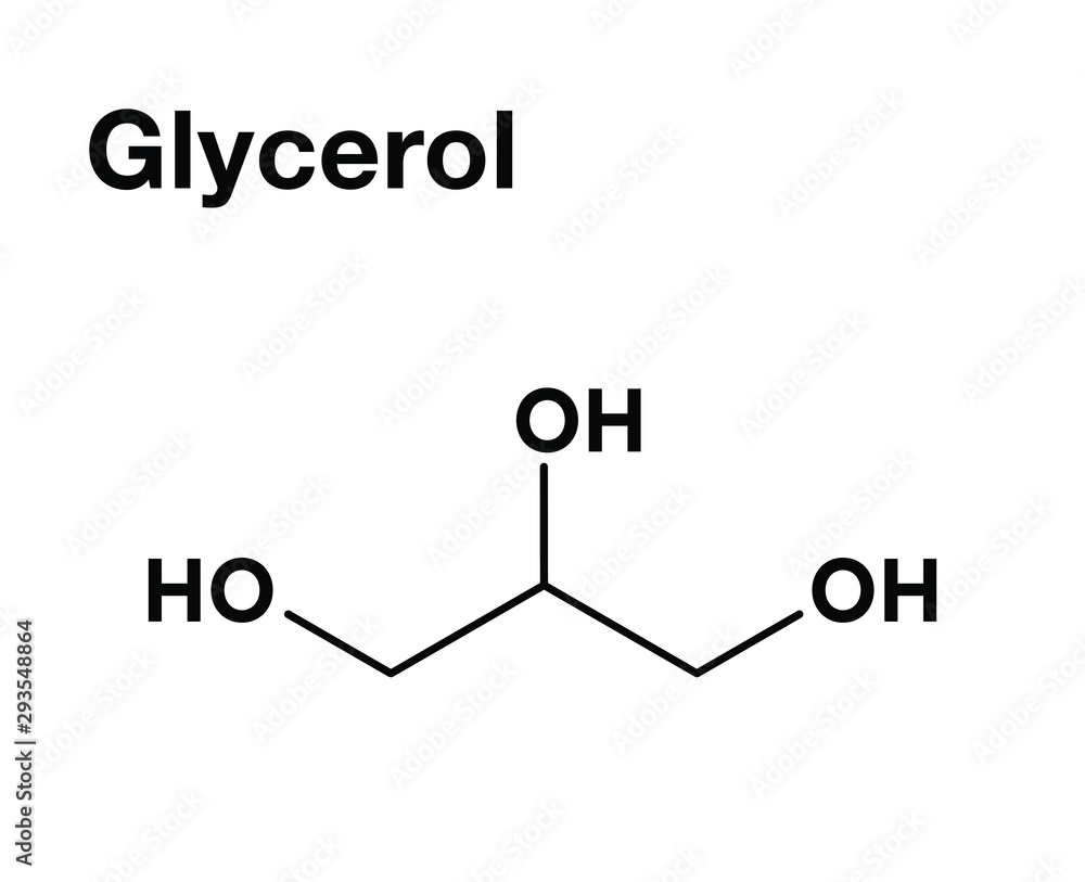 Glycerol organic compound structural chemical formula Stock Vector