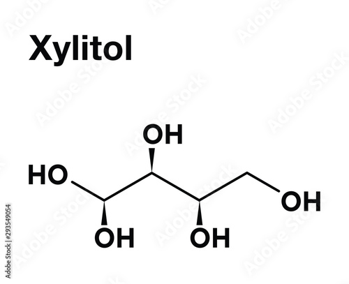 Xylitol sugar alcohol structural chemical formula