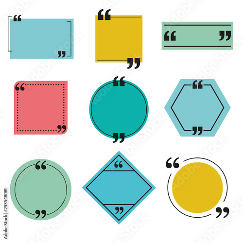 Quote box and speech bubble templates set.