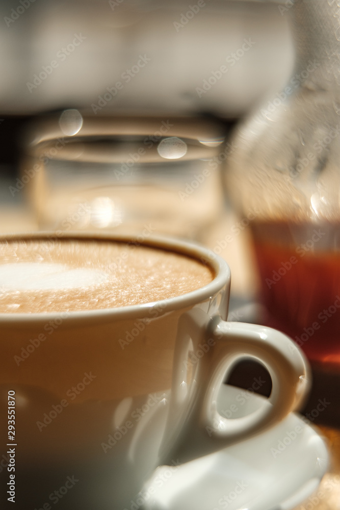cappuccino and alternative coffee. close-up cappuccino and alternative coffee. close-up