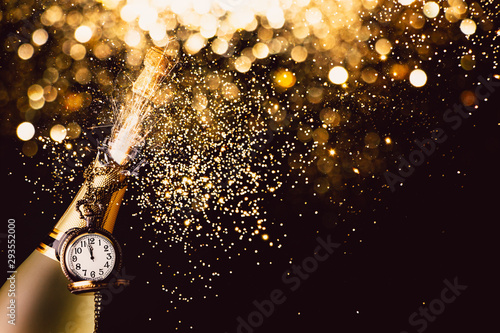 New year countdown with champagne