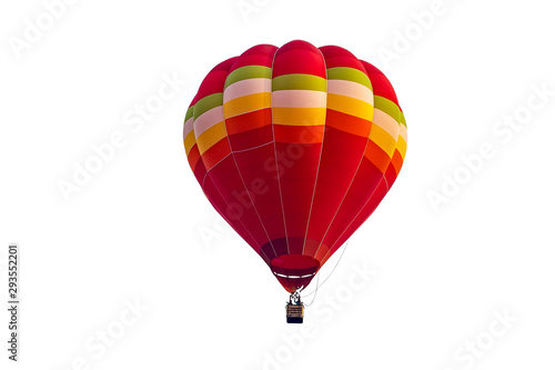 Colorful hot air balloon floating isolated on white background, with Clipping Path.