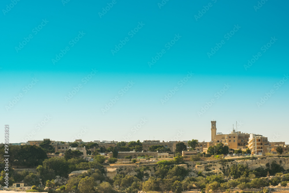 Landscape view of mediterranean nature and town  