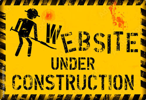 website under construction warning sign, grungy,vector