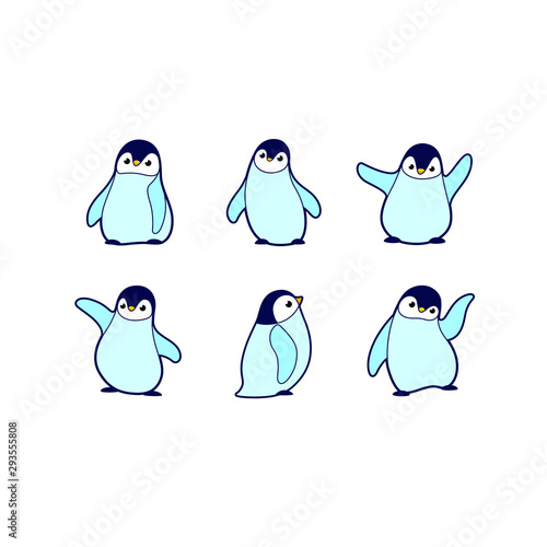 Cartoon penguin sketch line icon. Cute animals icons set. Childish vector print for nursery, kids apparel, poster, postcard, pattern.