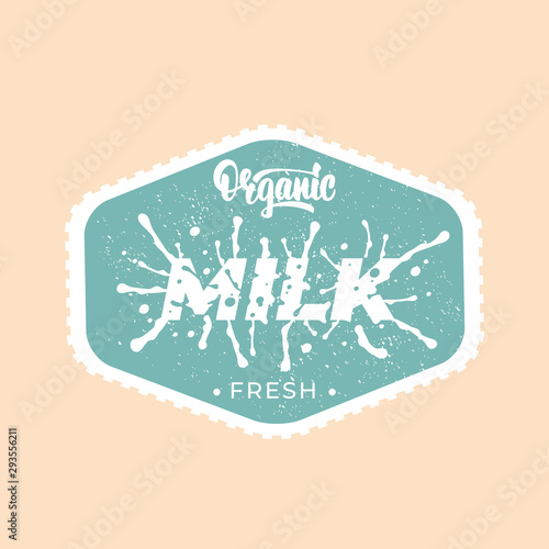 Organic Milk badge design. Vector illustration.