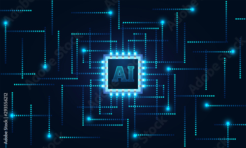 Computer generated digital connection structure with an artificial intelligence (AI) chip.