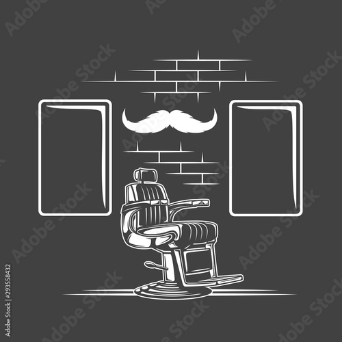 Barber chair isolated on black background