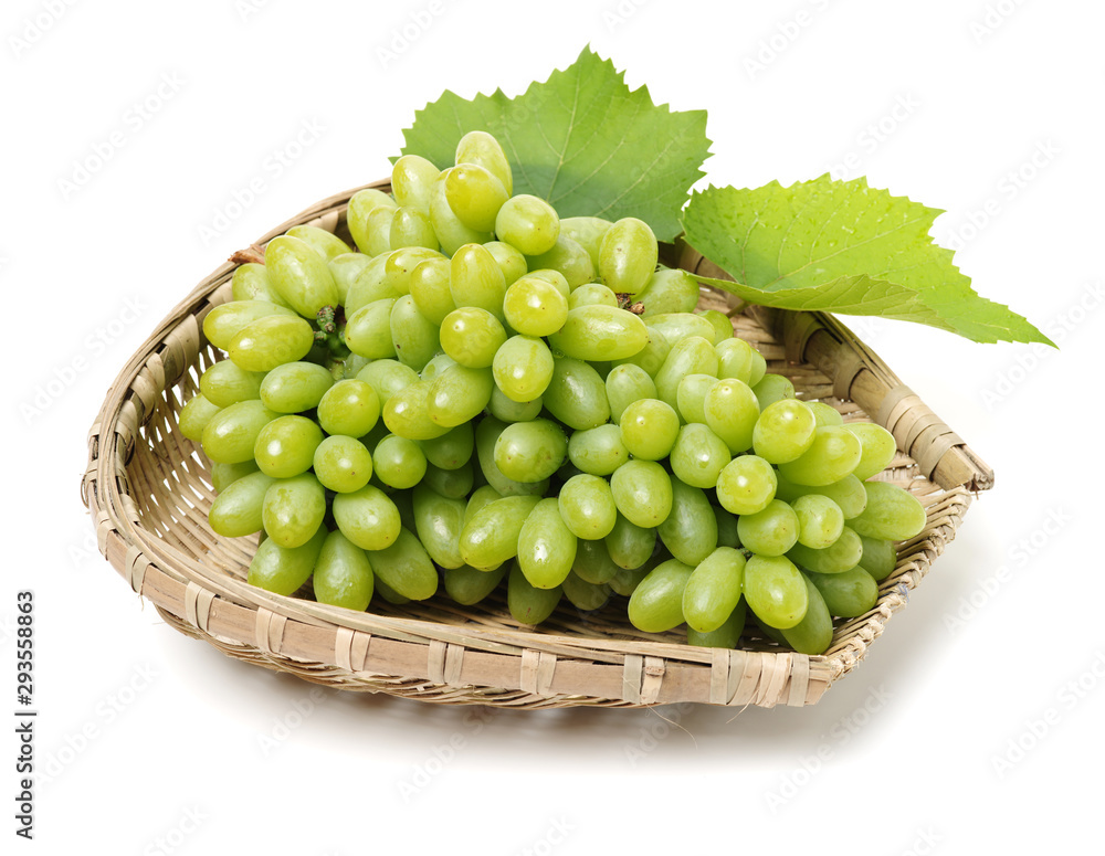 Green grapes on white background Green grapes on white background