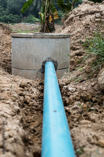 Wallpaper Mural Processing of  the underground concrete water tank for lavatory  countryside in Thailand. Thai traditional toilet system. Torontodigital.ca
