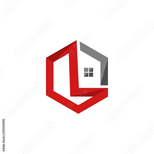 Letter L Home Hexagon Creative Icon Logo Design Template Element Vector photo