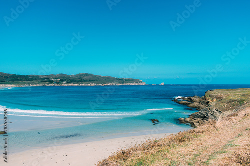 Fototapeta Naklejka Na Ścianę i Meble -  View of Santa Comba beach on the Spanish Atlantic coast