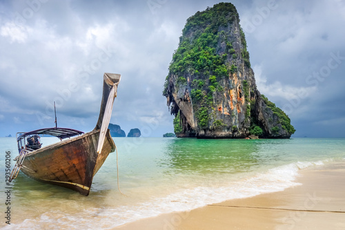 Long tail boat on Phra Nang Beach, Krabi, Thailand