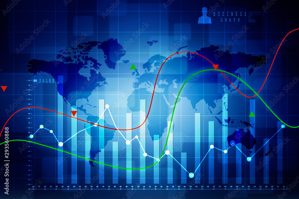2d rendering Stock market online business concept. business Graph 2d rendering Stock market online business concept. business Graph