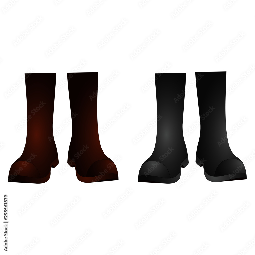 Brown and Black Boots - Cartoon Vector Image Brown and Black Boots - Cartoon Vector Image