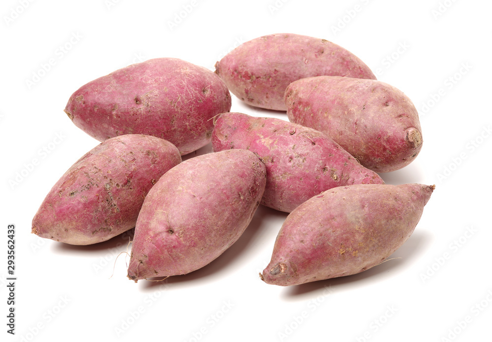 Purple Colored Sweet Potatoes on White background Purple Colored Sweet Potatoes on White background
