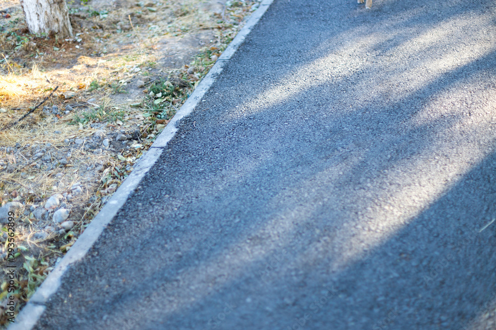 Fototapeta premium sidewalk, asphalt pavement along the road