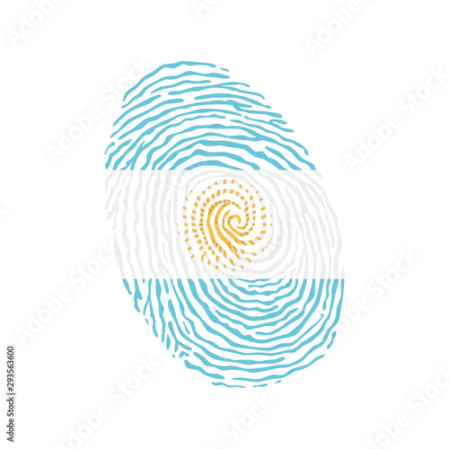 Fingerprint vector colored with the national flag of Argentina