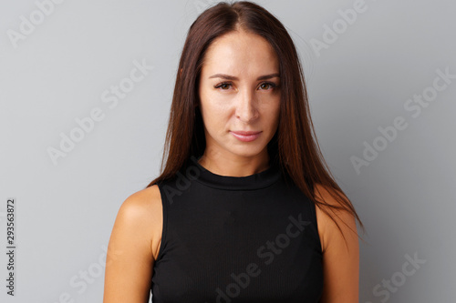 Portrait of a woman looking mad and disappointed