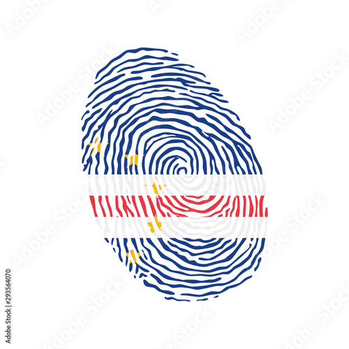 Fingerprint vector colored with the national flag of Cape Verde