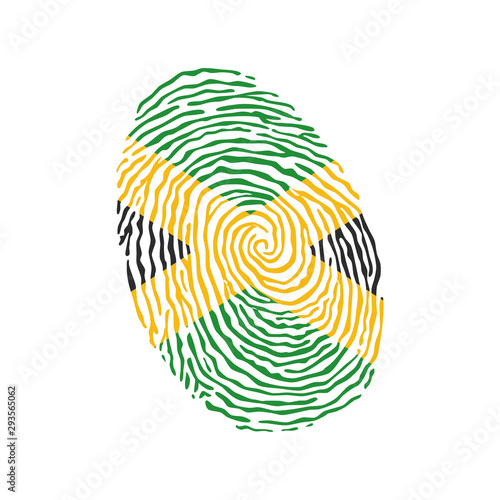Fingerprint vector colored with the national flag of Jamaica