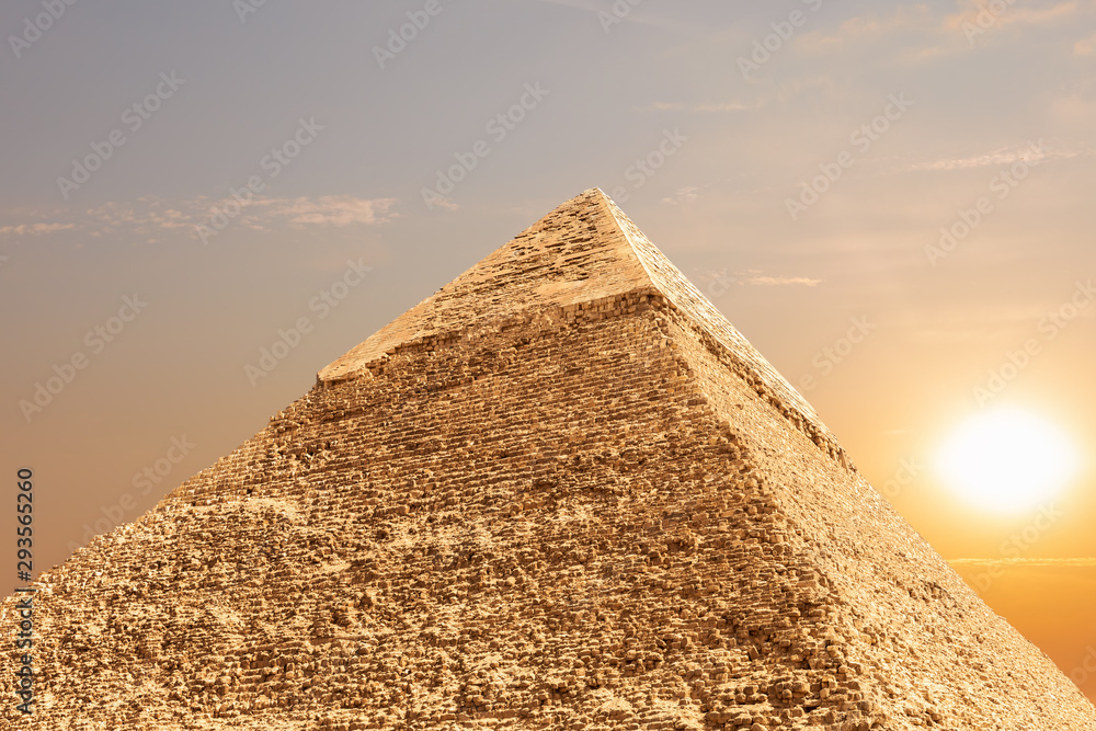 The Pyramid of Khafre in Giza, Egypt, detailed view