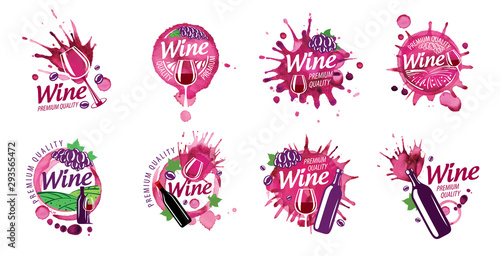 Vector logo of red wine splashed on white background